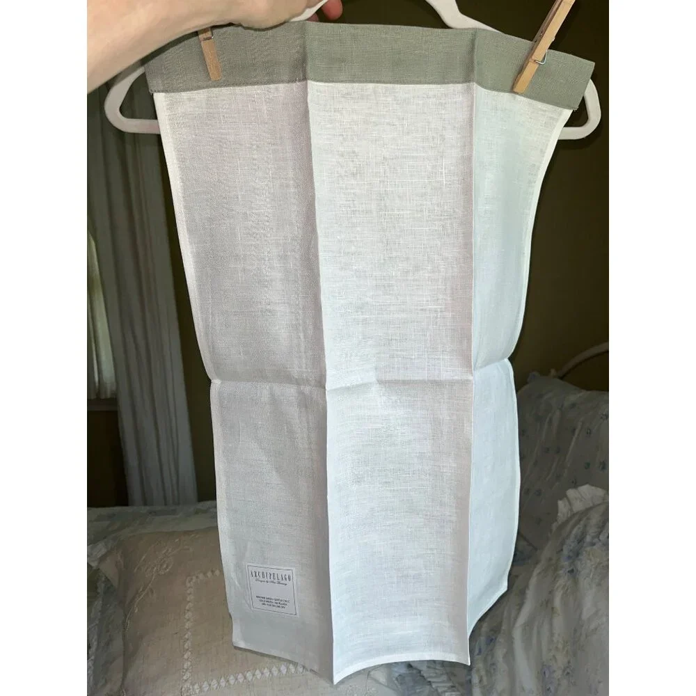 NIP Archipelago 4 Linen Hand Towels Set Ivory Sage Nina Ramsey Classic Gift